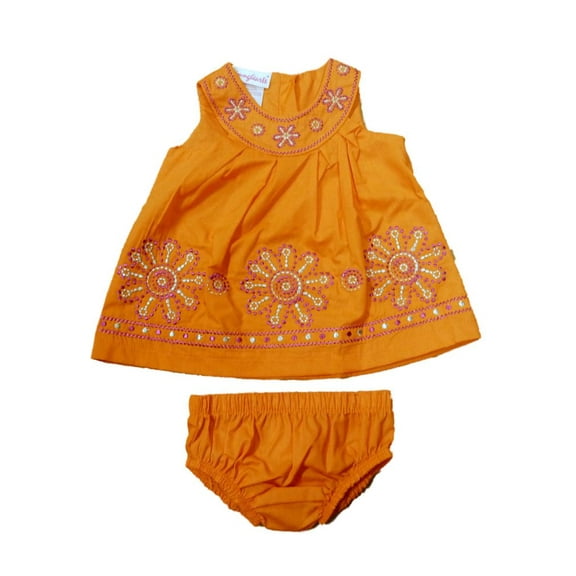 Youngland Infant & Toddler Girls Orange Flower Sun Dress Sundress 3T