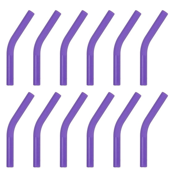 Uxcell 12Pcs Silicone Straw Tips, Silicone Straw Elbows Tip, Soft Reusable Metal Straw Covers Fit for 6mm/0.24" OD Stainless Steel Straws, Purple