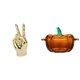 thumbnail image 1 of Plato De Dulces De Cristal Con Forma De Calabaza, Escultura Creativa Con Gestos De Mano Y Tapa Para Estantes Y Gabinetes De Sala De Estar, Tarro De Galletas Decorativo., 1 of 8