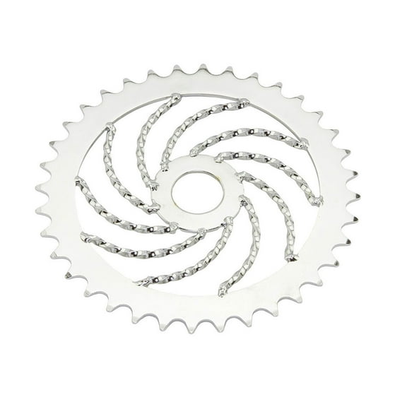 Alta Bicycle Lowrider Twisted Sprocket/Chain Ring (1/2 X 1/8), (Steel Bicycle Chrome , 36 Teeth Single Twisted)