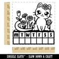 thumbnail image 2 of Weekly Habit Tracker Cat and Flowers Monday Start Square Rubber Stamp Stamping Scrapbooking Crafting - Medium 1.75in, 2 of 7