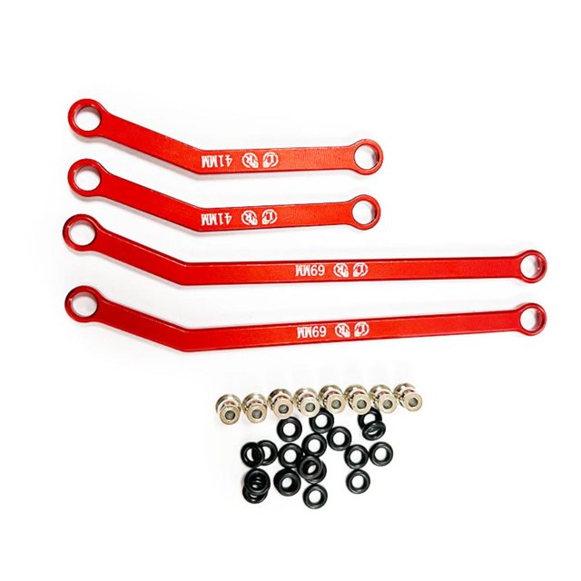 Varilla de enlace de dirección Ounissouiy 4 piezas aleación de aluminio 1/24 para Axial SCX24 RC rojo