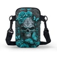 thumbnail image 2 of HELLHERO Skull and Butterfly Pattern with Zipper Adjustable Crossbody Bag Women Polyester Outdoor Travel 4.33x1.97x7.09 Leakproof, 2 of 7