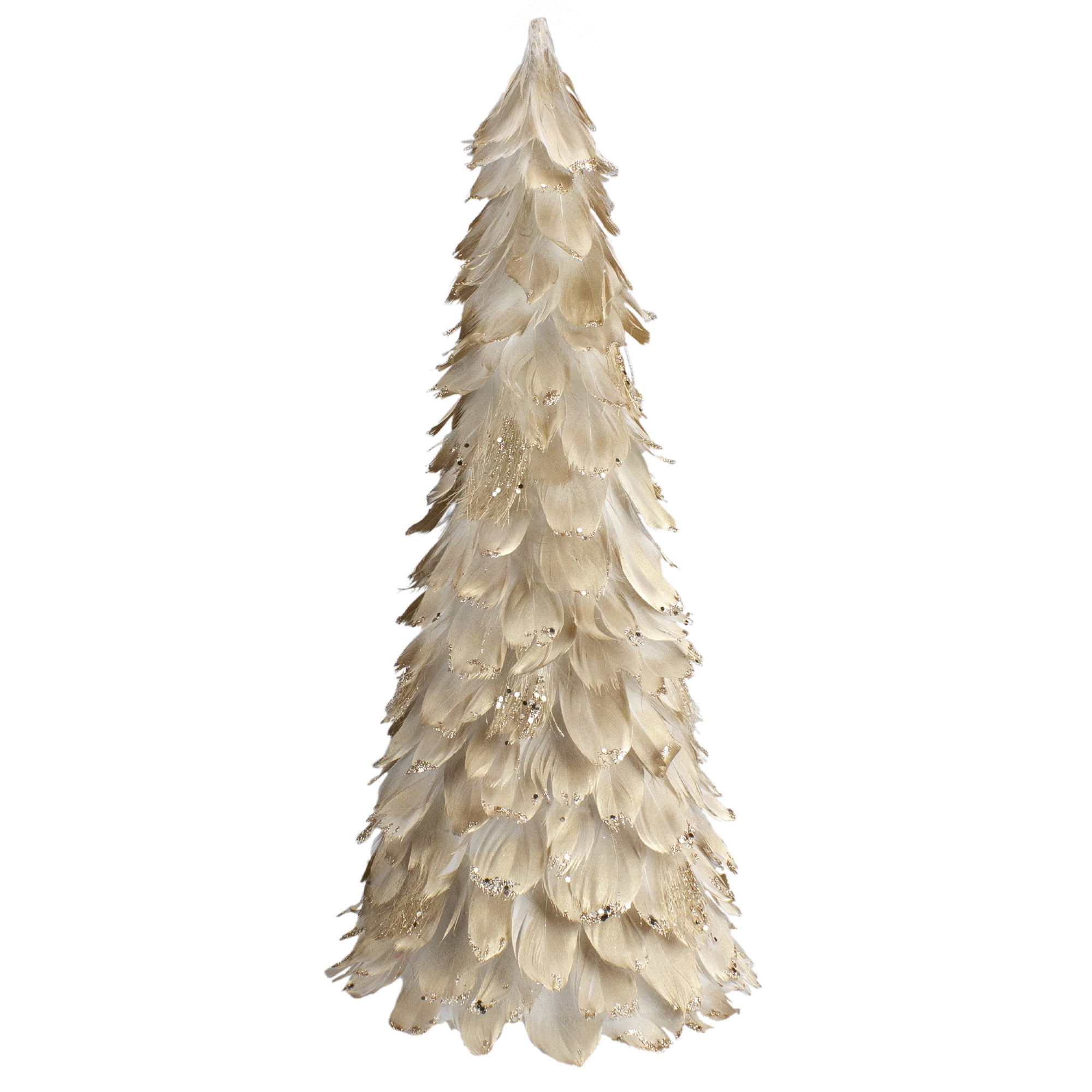 18" Gold Feather Cone Table Top Christmas Tree with Glitter