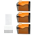 thumbnail image 1 of KFFKFF Wall File Rack, 3-Section Single Pocket Mesh Organizer, Wall-Hanging Magazine, Mail, Paper & Document Holder, Metal Storage with Label Tag, for Office, Home & School Use, 1 of 9