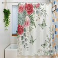 thumbnail image 3 of Spring Roses Shower Curtain Set, Waterproof Shower Curtains for Bathroom, Garden Botanical Leaves Butterflies Washable Fabric Cloth Bath Curtain for Bathtub Decoration with Hooks 54x78 Inches, 3 of 9