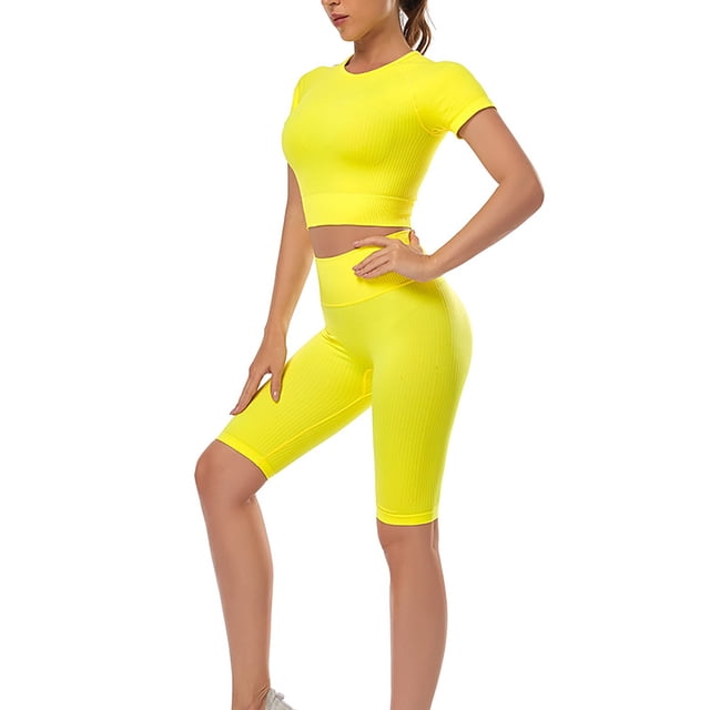 Gibobby Conjunto de entrenamiento para mujer Conjunto de ropa de yoga Moda Sexy Correr al libre Desnudo Ropa deportiva Ropa deportiva de secado rápido ajustad(Azul,M)