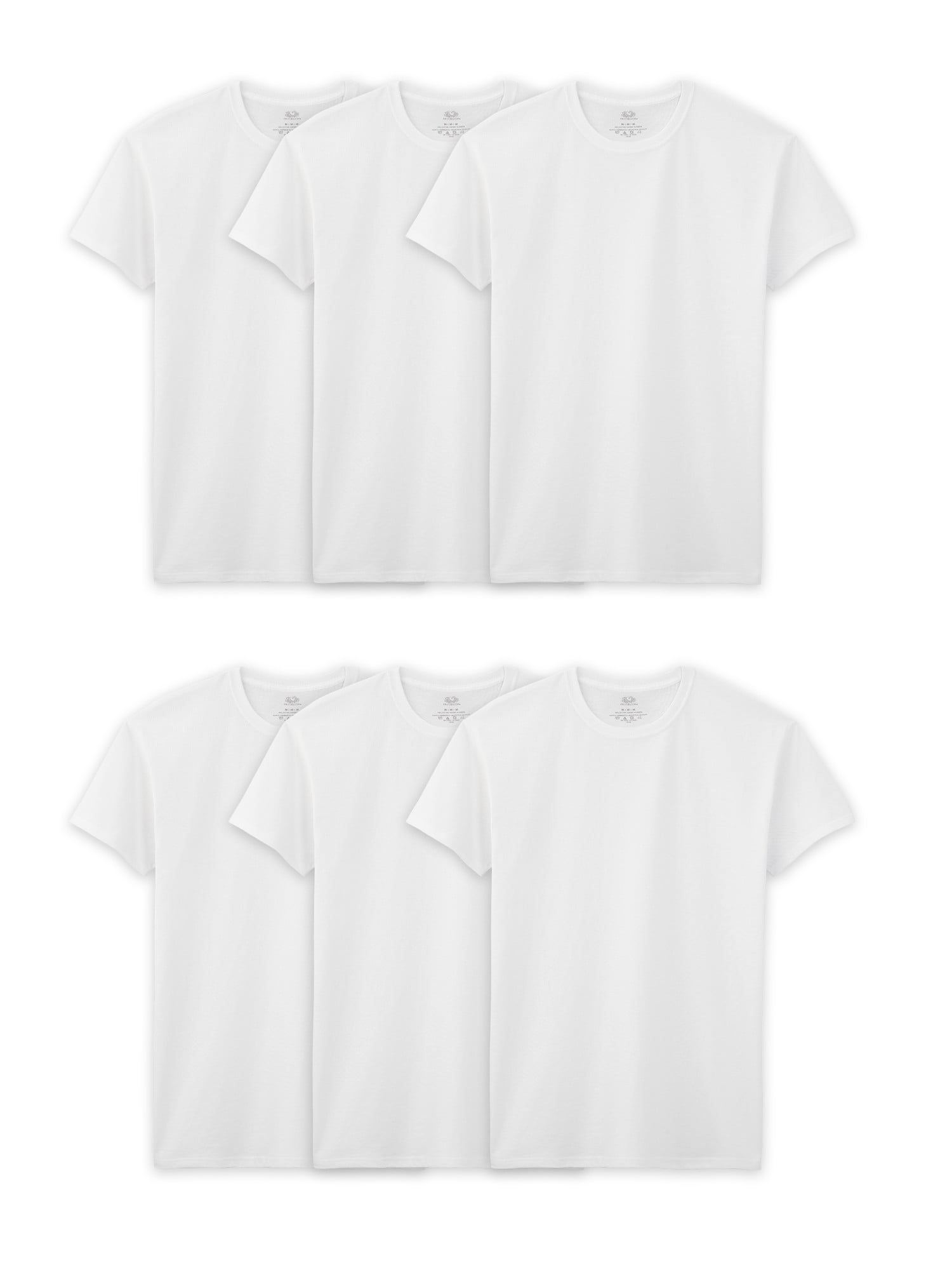 Fruit of the Loom Men's White Crew Undershirts, 6 Pack, Sizes S-3XL