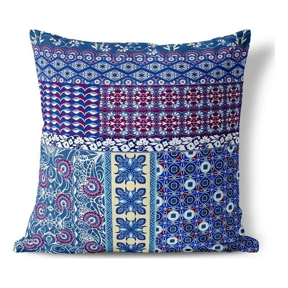 Bouquet Haven Throw Pillow with Removable Cover in Blue 16x16