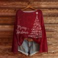 thumbnail image 3 of Wutalume Women's Round Neck Lightweight Sweater Casual Long Sleeve Christmas Print Knit Pullover, Merry Christmas Themed Top with Holiday Cheer,Hot Pink M, 3 of 5