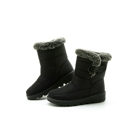 

SIMANLAN Ladies Wear Resistant Fuzzy Booties Comfortable Fluffy Driving Lightweight Flat Winter Shoes Black 4.5