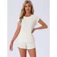 thumbnail image 2 of DARING DIVA Cap Sleeve Pajamas Shorts 2 Pieces Soft Loungewear Sets XL White, 2 of 6