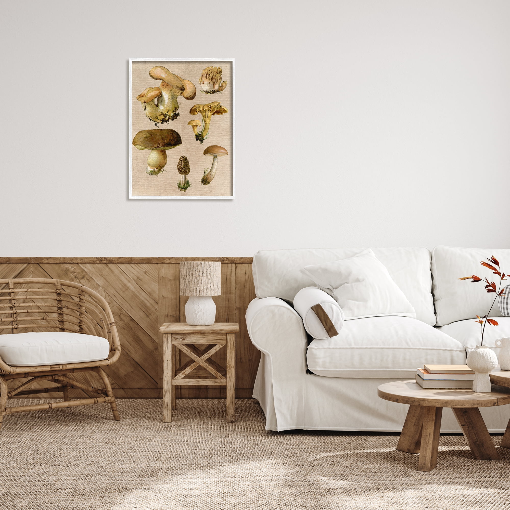 Stupell Industries Vintage Mushroom Drawings Botanical & Floral Painting White Framed Art Print Wall Art, 24 x 30