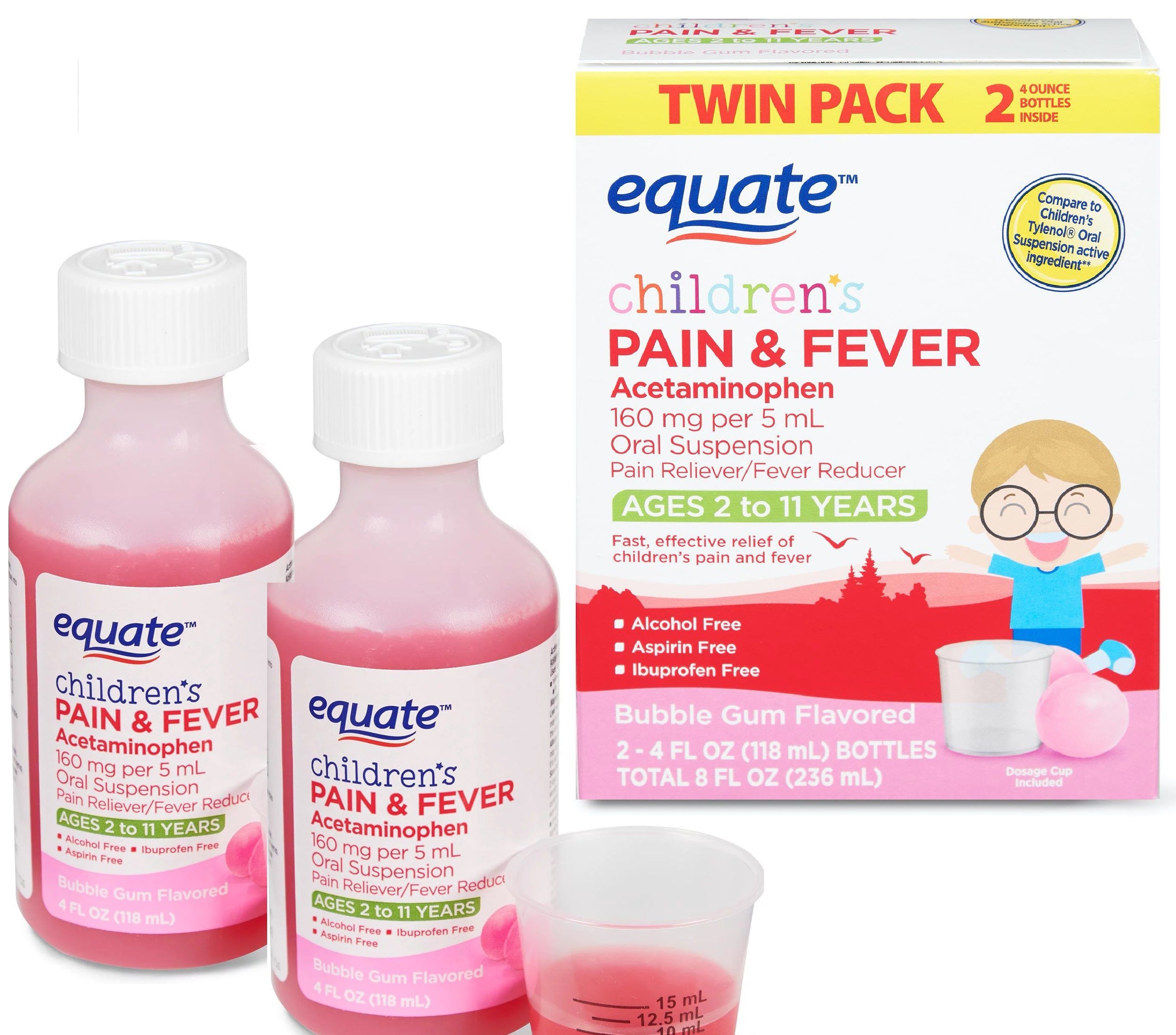 Children's Acetaminophen Ages 211 Pain + Fever Medicine Twin Pack Each