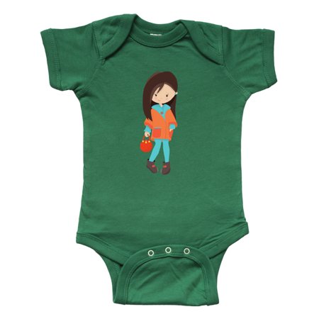 

Inktastic Fashion Girl Brown Hair Orange Jacket Leggings Gift Baby Girl Bodysuit
