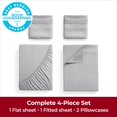 thumbnail image 2 of Juego de sábanas Mellanni Iconic Collection King, gris claro, 4 piezas, 2 of 7