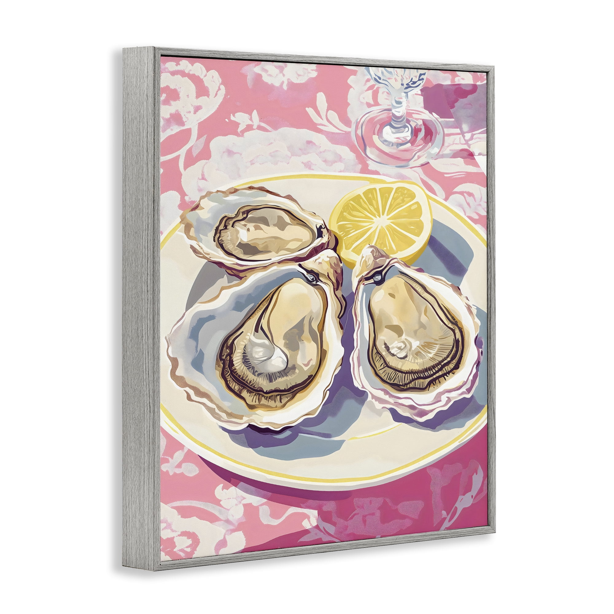 Stupell Industries Plated Oysters & Lemons Gray Framed Giclee Art, design by The Prints Vibe