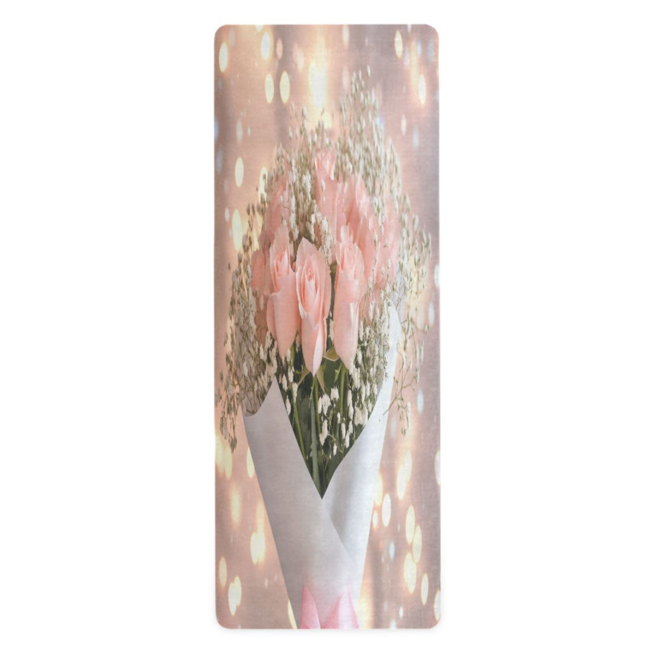 BZSMCE Yoga Mat Women Pink Roses Fitness Mat