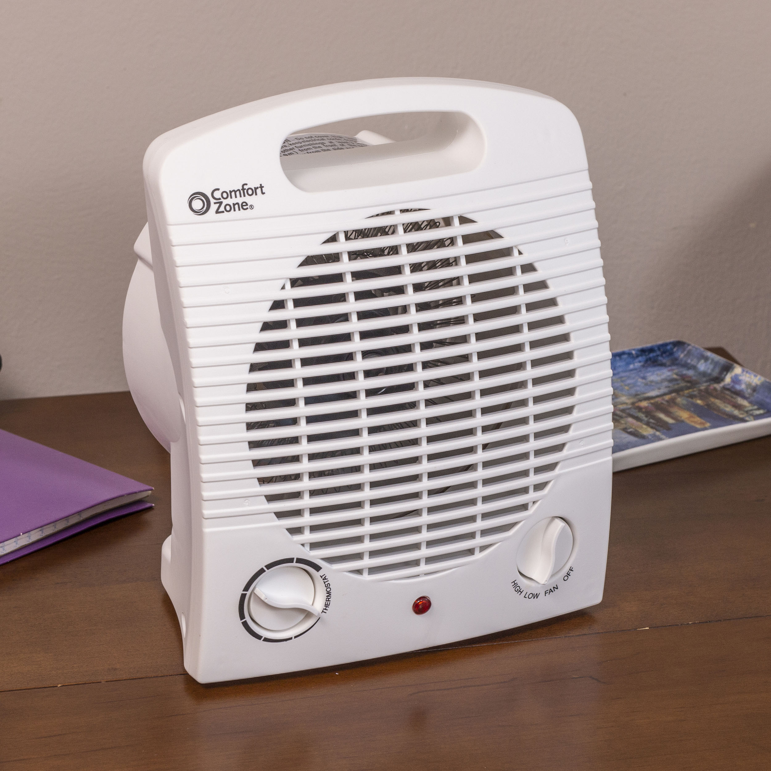 Comfort Zone 750/1,500-Watt Portable Compact Space Heater with Thermostat, White - image 5 of 7
