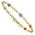 thumbnail image 3 of Auriga 14K Yellow Gold Multi Gemstone Fancy Link Bracelet 7 inch for Women(L- 7inch, W- 5mm), 3 of 6