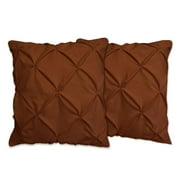 Set of 2 Pinch Pleat Pillow Shams (Throw 28 x 28, Chocolate) 1800 Series Brushed Microfiber - Wrinkle & Stain Resistant Decorative Bed Pillow Shams by The Great American Store