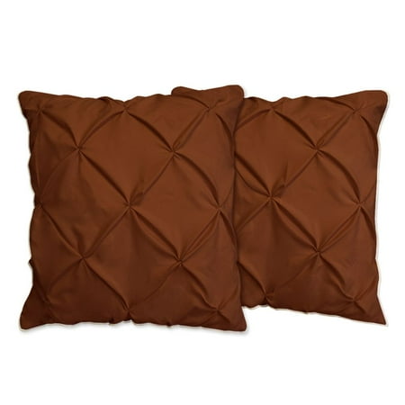 Set of 2 Pinch Pleat Pillow Shams (Throw 18 x 18, Chocolate) 1800 Series Brushed Microfiber - Wrinkle & Stain Resistant Decorative Bed Pillow Shams by The Great American Store