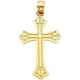 thumbnail image 2 of 14k Solid Yellow Gold Cross Polished Pendant Charm Singapore Necklace Chain Set (18), 2 of 5