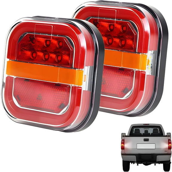 GJX Wireless Trailer Lights, IP67 Waterproof LED Magnetic Towing Tail Light Kit, Rechargeable Towing Light Kit with Powerful Suction Base for Trucks, Boat, RV, Vehicle (2PCS)