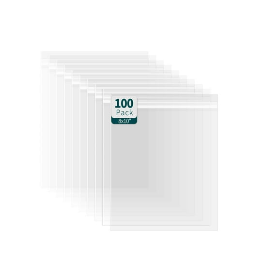 100 Pack Reclosable Plastic Bags 8x10 Clear Poly Bags
