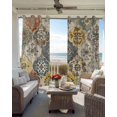 thumbnail image 4 of Vintage Boho Blackout Curtains, Light Blocking Print Window Curtains, Chic Farmhouse Neutral Morocco Geometric Thermal Insulated Window Drapes for Living Room Kitchen Cafe 2 Panels, 104"W x 52"L, 4 of 9