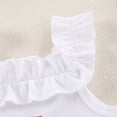 thumbnail image 3 of GYRATEDREAM Newborn Baby Girl 4th of July Dress Letter Print Ruffle Lace Mesh Romper Jumpsuit Independence Day Outfit Set for 3-6M White, 3 of 9