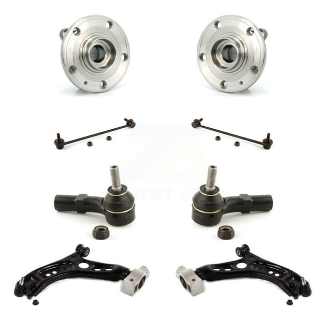 Transit Auto Bras de Commande Inférieur à Roulement de Moyeu avant avec Tige de Liaison Extérieure à Rotule et Kit de Stabilisation de Barre de Oscillation (8 Pcs) pour Voiture Volkswagen Tiguan CC Limité - Côté Gauche Droit (Conducteur Passager) K7T-109596