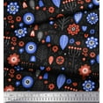 thumbnail image 2 of Soimoi Black Cotton Voile Fabric Leaves & Floral Folk Art Decor Fabric Printed Yard 42 Inch Wide, 2 of 3
