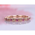 thumbnail image 2 of HeartsAndYou 1.2ct Natural Ruby Diamond Wedding Band Unique Half Eternity 14k SOLID Rose Gold, 2 of 9