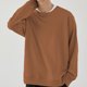 thumbnail image 4 of Sudadera de forro polar con cuello redondo para hombre de 12,3 oz, gruesa, holgada, suave, básica, sudadera (marrón), 4 of 6