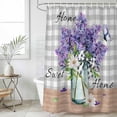 thumbnail image 6 of Polyester Fabric Purple Lavender Shower Curtain, Spring Butterfly Daisy Watercolor Gray Waterproof Bathtub Curtain Bathroom Decor Set with Hooks 48 x 72 Inches, 6 of 6