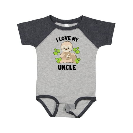 

Inktastic Cute Sloth I Love My Uncle with Green Leaves Gift Baby Boy or Baby Girl Bodysuit