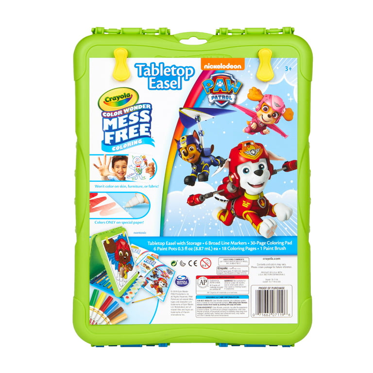 Crayola Color wonder Paw Patrol Travel Easel With 30 Bonus pages, Full size color  wonder markers and paints!