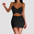 thumbnail image 2 of Vestido midi ajustado sexy para mujer: con aberturas, fruncido, poliéster-spandex, para discoteca/boda, tallas XS-L, 2 of 5