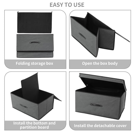 HONEIER Large Toy Box, Toy Box with Lid, Foldable Toy Box Storage Chest for Kids Playroom Nursery Living Room, 24 x 16 x 12 Inches, Gray