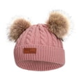thumbnail image 1 of Gorro de punto para bebé, gorro de lana de invierno para bebé, gorro de ganchillo para niño pequeño rosado, 1 of 5