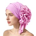 thumbnail image 4 of Headbands for Women Ruffled Stretchy Pre Tied Turban Soft Sleep Daily Head Wrap Bandanas for Women Pink, 4 of 4