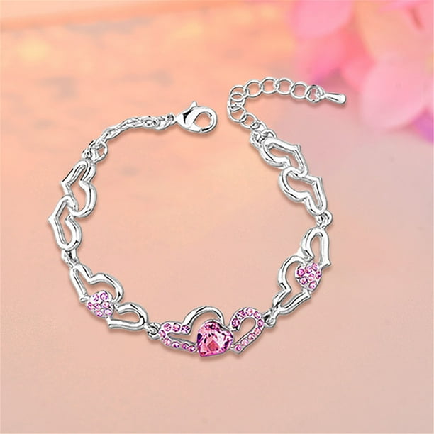 Fiudx Pulsera de Corazón, Joyería, Cristales Austriacos, Brazaletes, Joyería Popular, Pulseras
