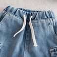 thumbnail image 6 of YunPes Cargo Jeans Shorts for Girls Casual Elastic Waist & Drawstring Pull On Jeans Cute High Waisted Denim Shorts with Pockets, 6 of 9