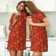 thumbnail image 4 of Fotbe Tomatoes Bata de Dormir para Mujer con Estampado, Camisón de Algodón de Manga Corta, Ropa de Dormir Casual, 4 of 6