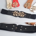 thumbnail image 2 of AURORADY Women's Wide Elastic Stretchy Waist Belt Cinch Waistband Vintage Golden Buckle for Summer Western Dresses, 2 of 3