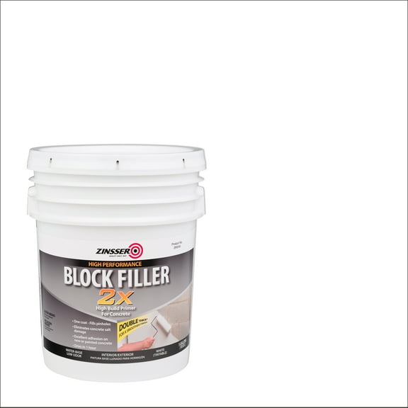 White, Zinsser Block Filling 2X Flat Primer- 293248, 5 Gallon- 1 Pack