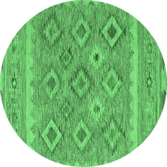 Ahgly Company Indoor Round Southwestern Emerald Green Country Area Rugs, 5' Round