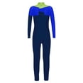 thumbnail image 2 of dPois Girls Figure Skating Jumpsuit Shiny Rhinestone Gymnastics Leotard Full Body Ballet Dance Blue&Navy Blue 8, 2 of 5