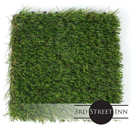 Patio Inn 3rd Street Inn Artificial Grass Tiles - Artificial Turf - Fake Grass Interlocking Patio Tiles - 12